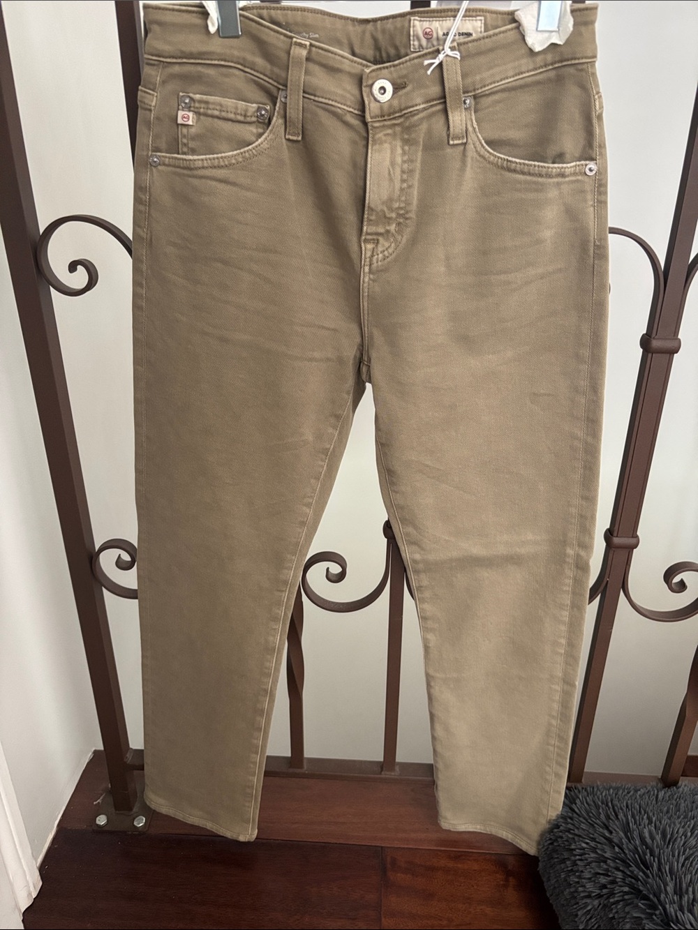 Brand New.  NWT. Women AG Ex-Boyfriend cloud soft denim Jeans in Khaki